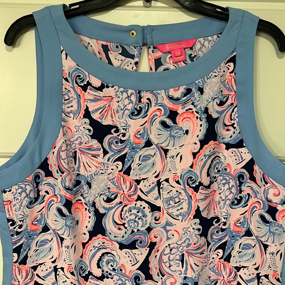 Lilly Pulitzer Dress Angie shift dress high tide navy shells 14 pink blue - Picture 3 of 7